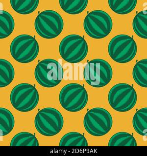 Little watermelons,seamless pattern on yellow background. Stock Vector