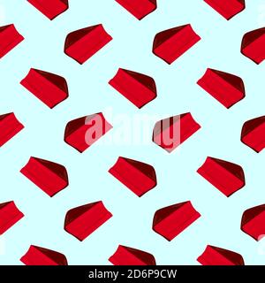 Strawberry cake,seamless pattern on light blue background. Stock Vector