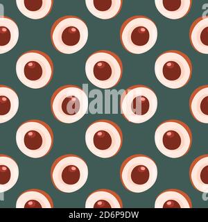 Cut longan,seamless pattern on dark grey background. Stock Vector