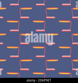 Desk lamp,seamless pattern on purple background. Stock Vector