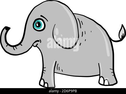 Sad elephant, illustration, vector on white background. Stock Vector