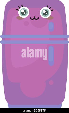 Purple fridge, illustration, vector on white background. Stock Vector