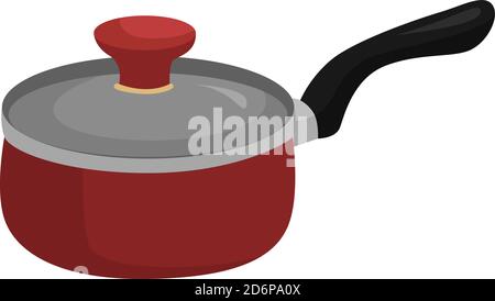 Red cooking pan, illustration, vector on white background. Stock Vector