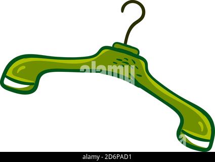 Green hanger, illustration, vector on white background. Stock Vector