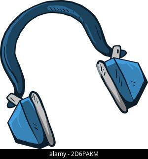 Small blue headphones, illustration, vector on white background. Stock Vector