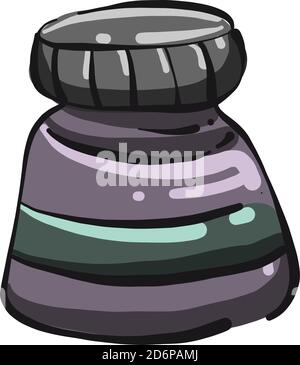 Ink in a bottle, illustration, vector on white background. Stock Vector