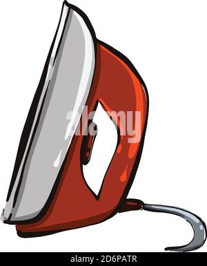 Red clothing  iron, illustration, vector on white background. Stock Vector