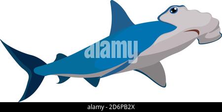 Hammer shark, illustration, vector on white background. Stock Vector
