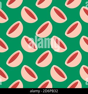 Little ketchup containers,seamless pattern on dark green background. Stock Vector