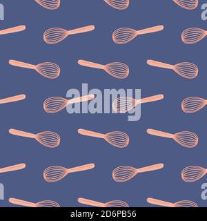 Kitchen whisk,seamless pattern on dark blue background. Stock Vector