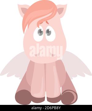 Little pegasus, illustration, vector on white background. Stock Vector