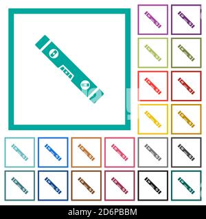 Spirit level flat color icons with quadrant frames on white background Stock Vector