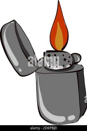 Metal lighter, illustration, vector on white background. Stock Vector