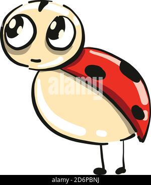 Ladybug with big eyes, illustration, vector on white background. Stock Vector