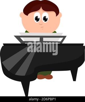 Music lessons, illustration, vector on white background. Stock Vector
