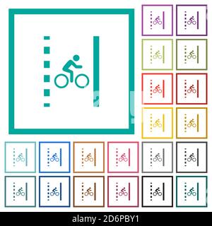 Bicycle lane flat color icons with quadrant frames on white background Stock Vector