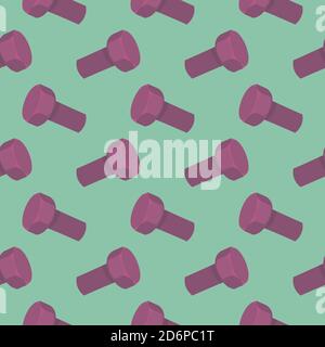 Purple screw,seamless pattern on green background. Stock Vector