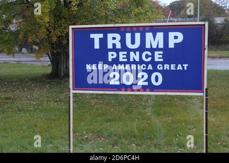 Trump-Pence 2020 Keep America Great 2020 sign at Riverside, MIchigan