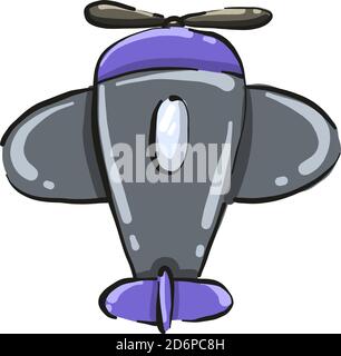 Purple helicopter toy, illustration, vector on white background. Stock Vector