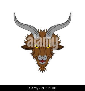 Angry goat. Evil goat. wicked animal. vector illustration Stock Vector