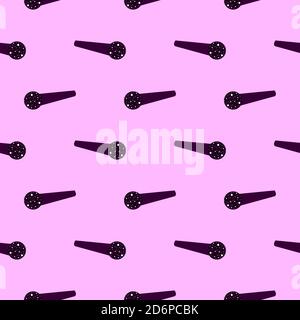 Black microphone,seamless pattern on light purple background. Stock Vector