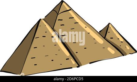Three pyramids, illustration, vector on white background. Stock Vector