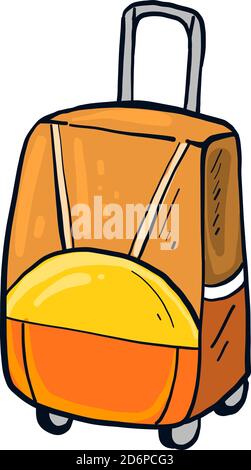 Orange suitcase, illustration, vector on white background. Stock Vector