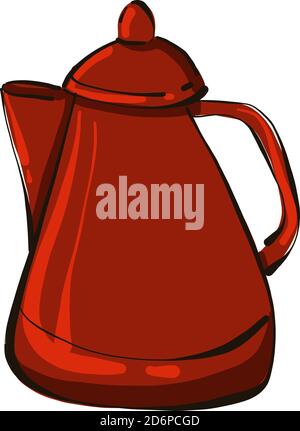Red teapot, illustration, vector on white background. Stock Vector