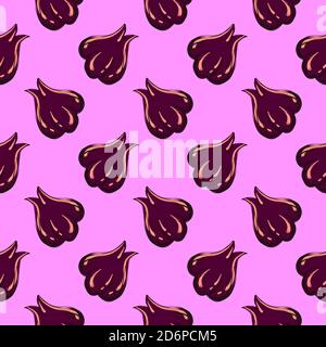 Purple onions ,seamless pattern on light pink background. Stock Vector