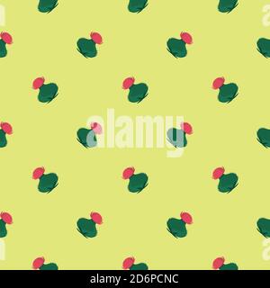 The smallest cactus in the garden,seamless pattern on light beige background. Stock Vector
