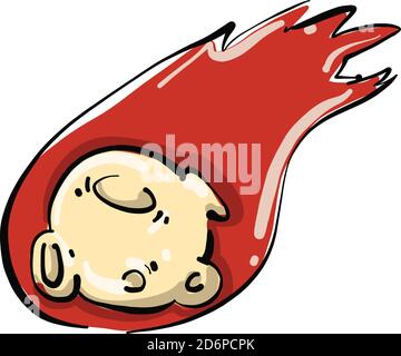 Shooting asteroid, illustration, vector on white background. Stock Vector
