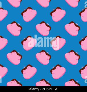 Pink purse for money,seamless pattern on blue background. Stock Vector