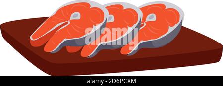 Three slices of salmon, illustration, vector on white background. Stock Vector