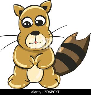 Shy squirrel, illustration, vector on white background. Stock Vector