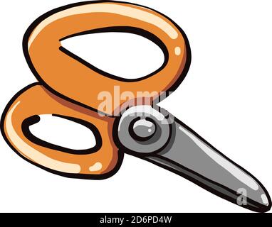 Orange scissors, illustration, vector on white background. Stock Vector