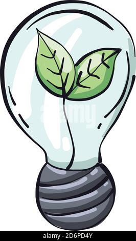 Plants in lightbulb, illustration, vector on white background. Stock Vector
