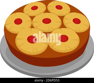 Pineapple cake, illustration, vector on white background. Stock Vector
