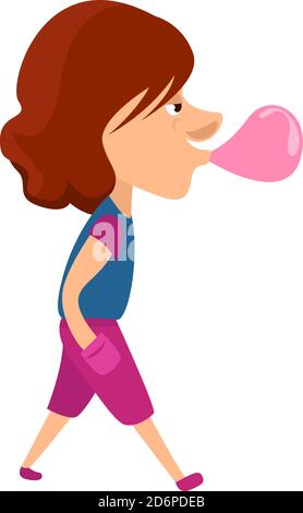 Pink gum, illustration, vector on white background. Stock Vector