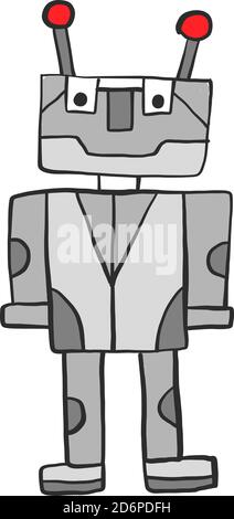 Silly robot, illustration, vector on white background. Stock Vector