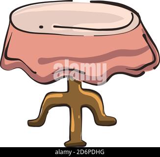 Pink table cloth, illustration, vector on white background. Stock Vector