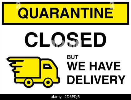 Vector Poster: Corona Virus COVID-19 , Open for Take Away and Delivery Only Stock Vector