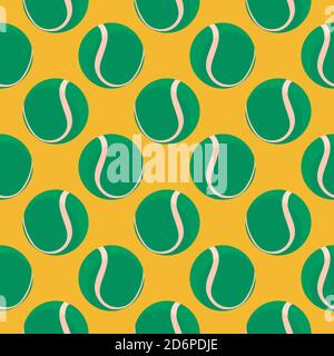 Tennis balls,seamless pattern on oker background. Stock Vector