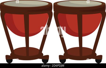 Brown timpani, illustration, vector on white background. Stock Vector