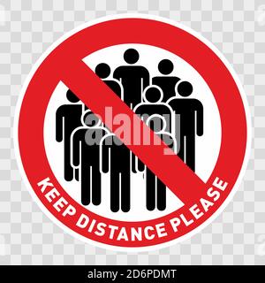 Keep Social Distance please Instruction Icon against the Spread of the Novel Coronavirus Covid-19. Vector Image. Stock Vector