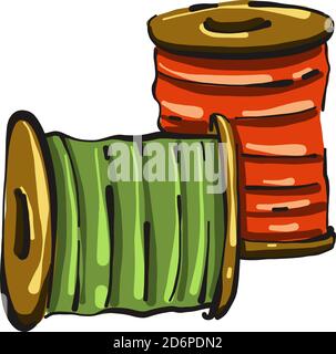 Two threads, illustration, vector on white background. Stock Vector