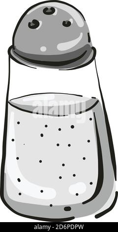 Salt in a bottle, illustration, vector on white background. Stock Vector