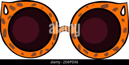 Orange round sunglasses, illustration, vector on white background. Stock Vector
