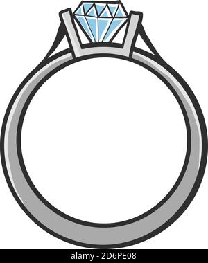 Ring with diamonds, illustration, vector on white background. Stock Vector