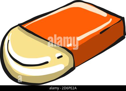School rubber, illustration, vector on white background. Stock Vector