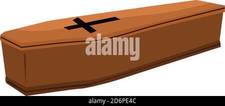 Wooden coffin, illustration, vector on white background Stock Vector